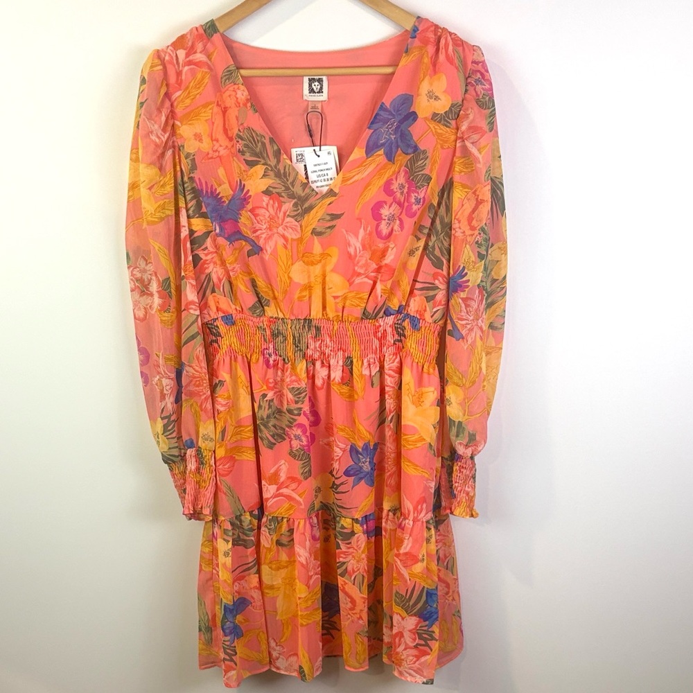 NWT Anne Klein Floral V-Neck Dress size 8 - Picture 3 of 9